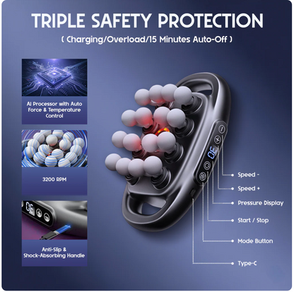 FeelFlow™ Professional Massage Gun with 16 Interchangeable Heads